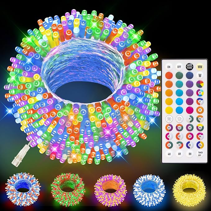 LitHome 164ft 500 Led Color Changing Christmas String Lights 35 Colors RGB Christmas Lights with Remote Timer,Dimmable Led String Light Outdoor Plug in,Xmas Tree Light for Indoor Party Halloween Decor-VerdiqueGarden