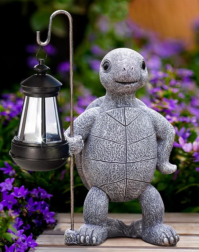 Garden Turtle Statue with Solar Lantern - Outdoor Garden Decor for Outside Yard Patio Balcony Lawn Decor - Unique Gardening Gifts for Mom Grandma-VerdiqueGarden