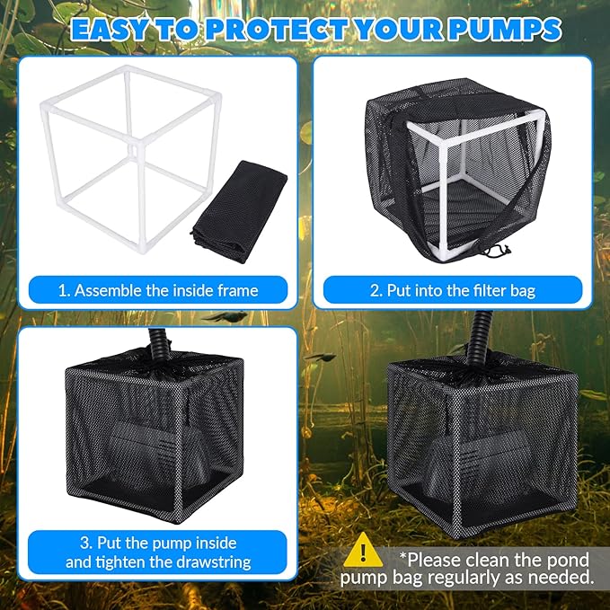 Pond Filter Box, Anti-Clogging Pond Filters for Outdoor Ponds Nylon Media Mesh Water Pump Cover Barrier Bag with Drawstring, Pond Pump Filter Bag (7 Inch)-VerdiqueGarden
