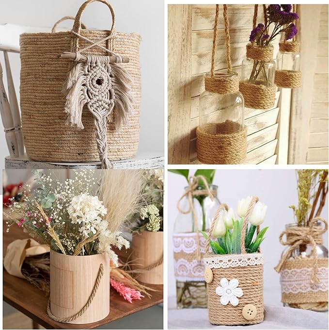 Natural Jute Twine,164 Feet 8mm inch Hemp Twine Rope for Gift Wrapping Craft Plant Garden Christmas Handmade Arts Decoration Packing String Home Decor-VerdiqueGarden