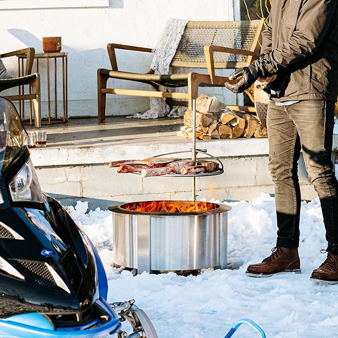 Breeo Smokeless Fire Pit (X Series 24, Stainless Steel) | 27.5 inch Smokeless Firepit for Outside | 62 Pounds | Ideal for Families Compatible with Wide Range of Breeo Accessories-VerdiqueGarden