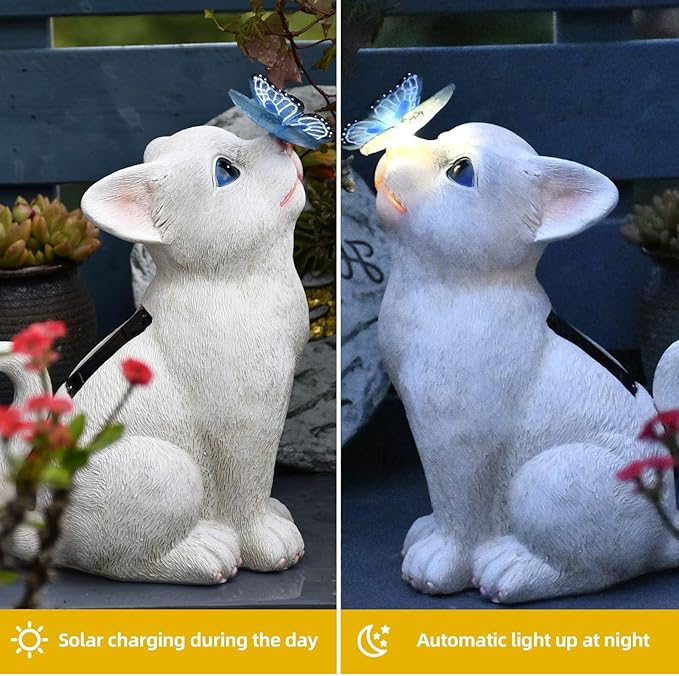 Cat Garden Figurines Outdoor Decor Solar Statue with LED Lights for Patio Lawn Yard Art Decoration Housewarming Garden Gift-VerdiqueGarden