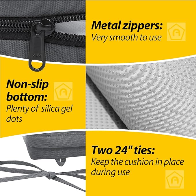 AAAAAcessories Outdoor Seat Cushions for Chairs, Waterproof, Fade-Resistant Patio Furniture Replacement Cushions, 20" x 20" x 3", Set of 2, Dark Gray-VerdiqueGarden