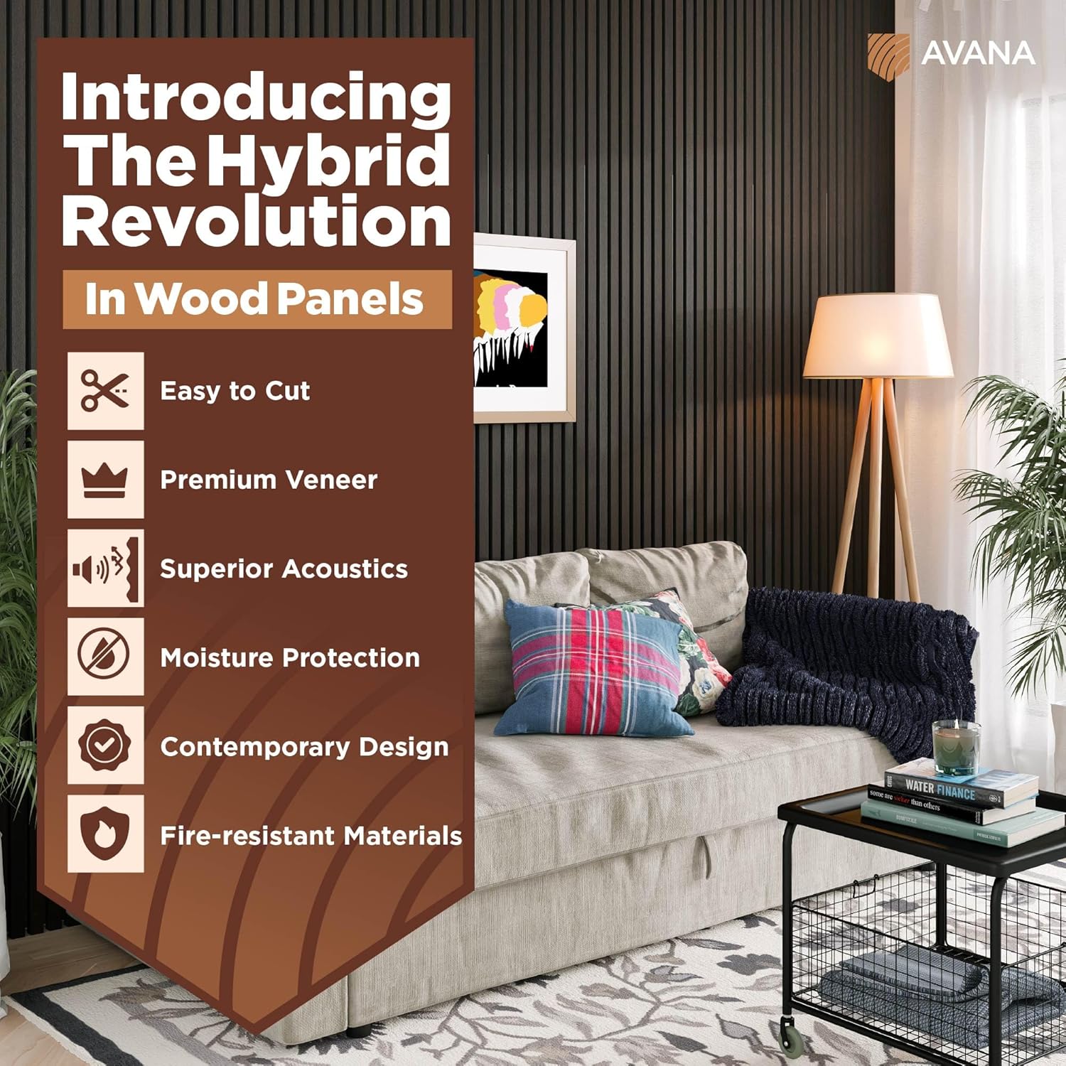 Avana Modern Acoustic Wood Wall Panels – 94.4 x 12.6 Inch Smoke Oak Acoustic Panels 1 PC – Wall Panels For Interior Wall Decor For Homes, Offices, Studios – Sturdy & Durable Wood Panels For Wall-VerdiqueGarden