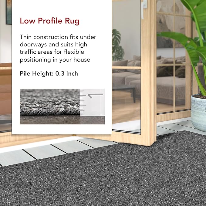 nuLOOM 8' Round Solid Hand Braided Indoor/Outdoor Area Rug, Pet-Friendly, High Traffic, Weather Resistant, for Patio, Balcony, Bedroom, Living, Dining Room, Wynn Charcoal-VerdiqueGarden