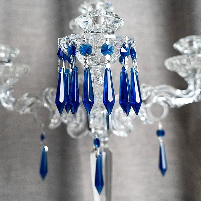 HDCRYSTALGIFTS 25pcs Blue Chandelier Crystals Replacement Chandelier Icicle Crystal Prisms Crystal Drop Prisms-VerdiqueGarden