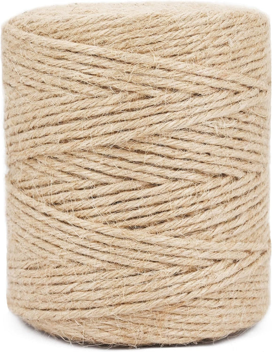 Natural Jute Twine Rope, 1000 Feet x 1/8 Inch, 6-Ply Heavy Duty for Crafts, Gardening, Gift Wrapping,Packing,Rustic Decor-VerdiqueGarden