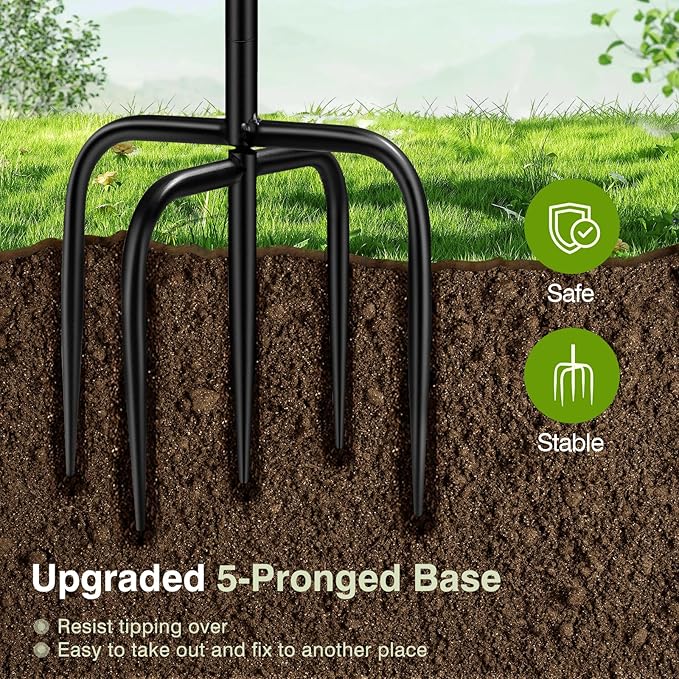 Daoeny 35In Metal Bird Bath for Outside, Vintage Bird Bath Bowl, Detachable Birdbath & Birdfeeder with 5 Prongs Base Stake, Bird Baths for Outdoors Garden Yard Lawn Decor (Antique Golden)-VerdiqueGarden