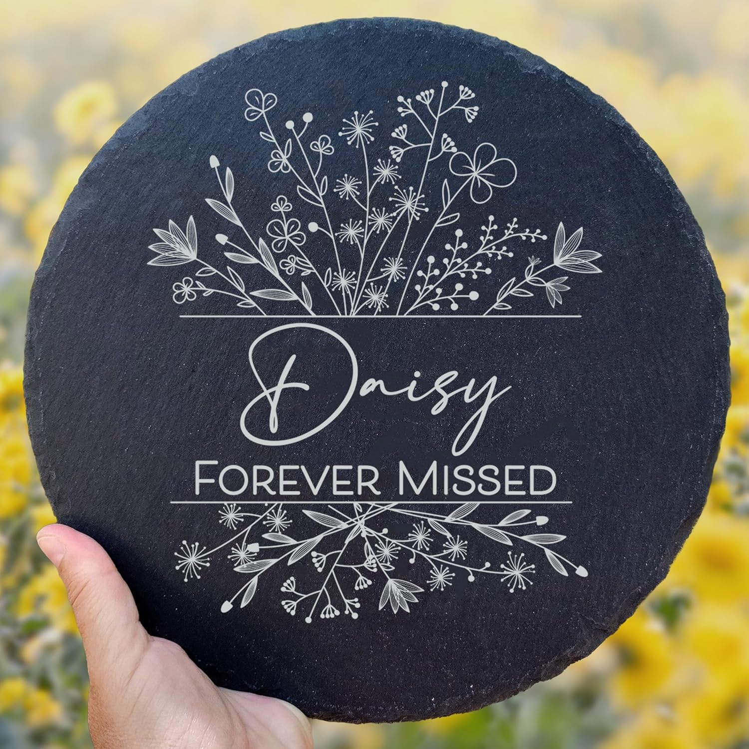 Personalized Pet Memorial Stone for Dogs and Cats | Custom Laser-Etched Weatherproof Garden Grave Marker | Natural Stone Bereavement Headstone Sympathy Gift | 4, 6, 10, or 12 Inch Heart or Circle Shape (A8)-VerdiqueGarden