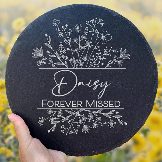 Personalized Pet Memorial Stone for Dogs and Cats | Custom Laser-Etched Weatherproof Garden Grave Marker | Natural Stone Bereavement Headstone Sympathy Gift | 4, 6, 10, or 12 Inch Heart or Circle Shape (A8)-VerdiqueGarden