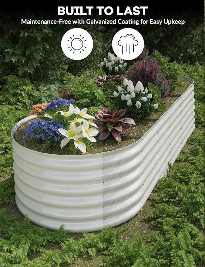 10x4x1.5ft Raised Garden Bed,Galvanized Raised Planter Boxes Outdoor with Easy Assembly, Large Garden Bed for Vegetables, Fruits, Flower,Raised Garden Bed,Beige-VerdiqueGarden