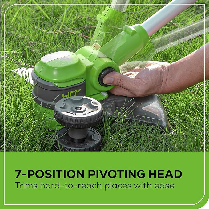 Greenworks 40V Cordless 2-in-1 Trimmer Edger (Gen 2) - 13" Lawn Weed Wacker for Fence & Sidewalk , Lightweight Gas Trimmer Alternative with Auto Feed Spool , 2.0Ah Battery & Charger (40-Min Runtime)-VerdiqueGarden