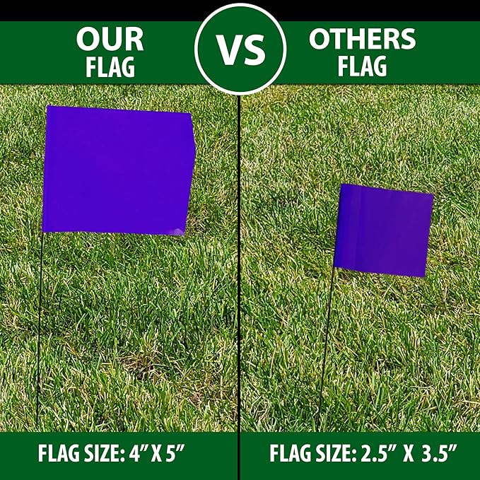 Purple Marking Flags 1000 Pack - 4x5x15 Inch Purple Flags for Outside - Markers For Lawn, Irrigation, Landscaping, Survey & Sprinkler Head Marking-VerdiqueGarden