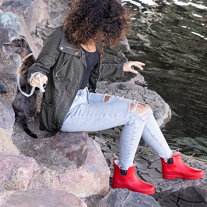 NORTY - Womens Ankle Rain Boots - Ladies Waterproof Winter Spring Garden Boot runs ½ size large-VerdiqueGarden