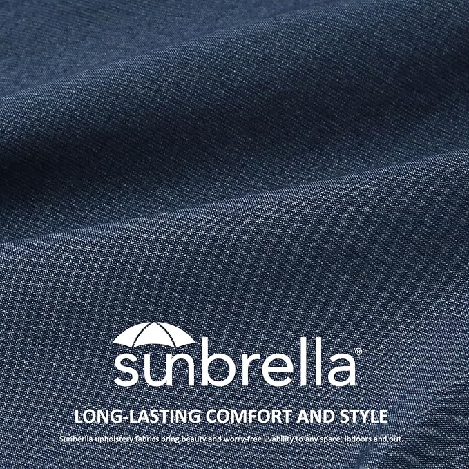 Sunbrella Square Corner Seat Cushions, 18.5" x 16" x 3", Set of 4, Indoor Outdoor Water Repellent Universal Chair Pads with Ties for Patio Furniture, Garden Dining Chairs, Specrtum Indigo-VerdiqueGarden