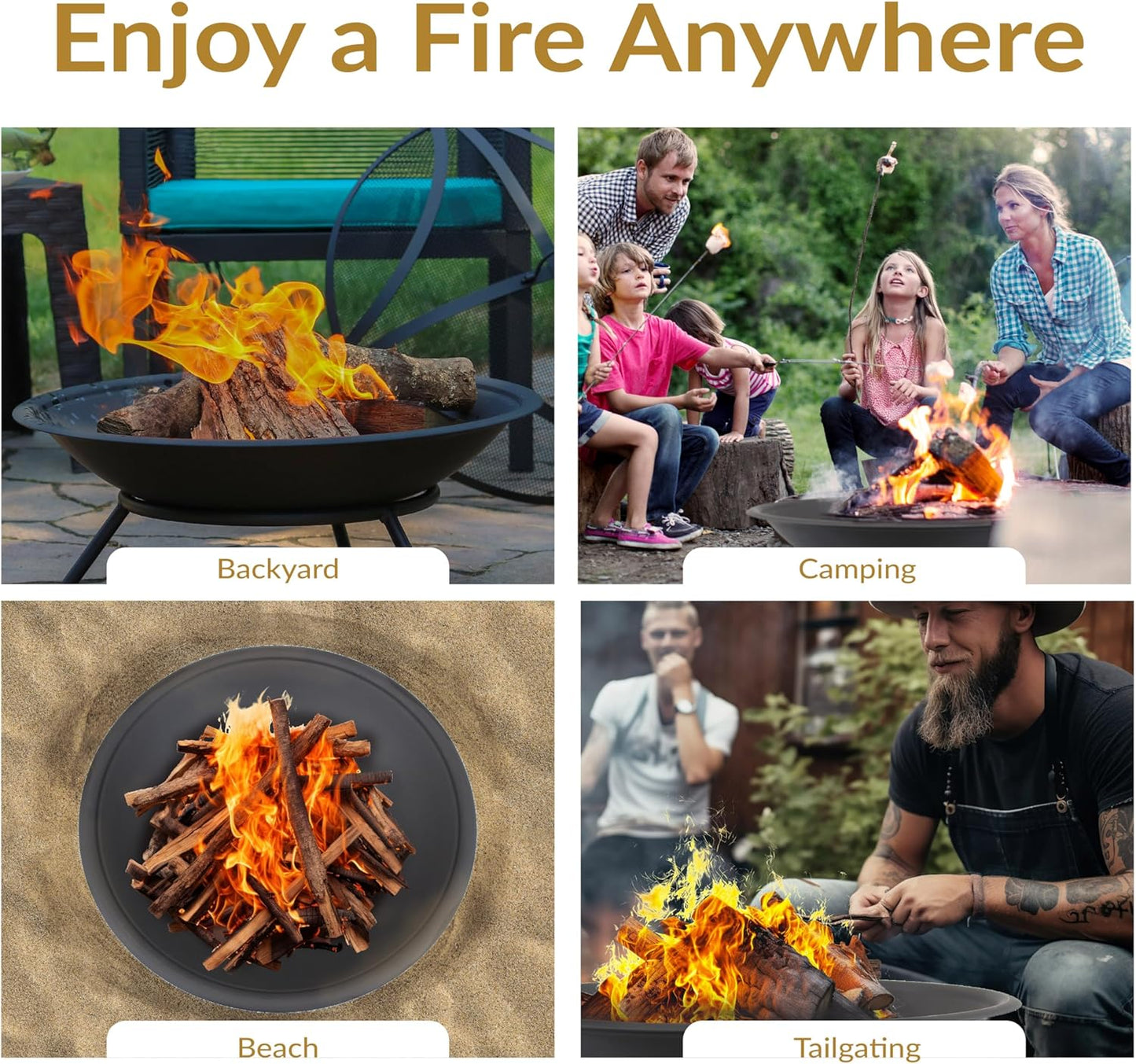 Sunnydaze Outdoor Fire Pit Bowl Replacement Insert for DIY Ring or Existing Stand - Wood-Burning Fire Bowl for Outside - 23-Inch-VerdiqueGarden