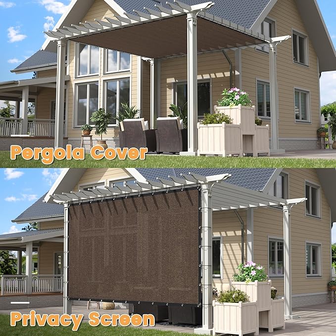 VICLLAX Shade Fabric Sun Shade Cloth Privacy Screen with Grommets for Patio Garden Pergola Cover Canopy 20x36 FT, Mocha-VerdiqueGarden