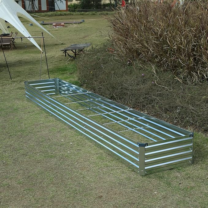 10x2x1ft(2 Pack) Galvanized Raised Garden Bed,Outdoor Planter Box Metal Patio Kit Planting Bed for Vegetables Flowers and Succulents,Silver-VerdiqueGarden