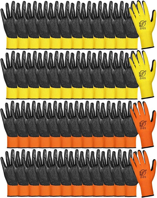 Nuogo 48 Pairs Gardening Gloves for Men Women Rubber Coated Safety Work Gloves Bulk for Gardening Construction Work-VerdiqueGarden