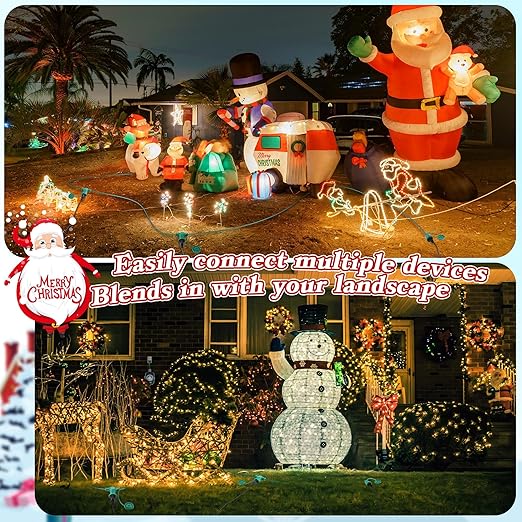 Feekoon 40 FT Extension Cord Splitter with Timer and 3 Outlet Plug, 16awg SJTW Outdoor Extension Cord with Multi Outlet Safety Cover for Holiday Lights Garden Patio Christmas Outdoor Decorations-VerdiqueGarden