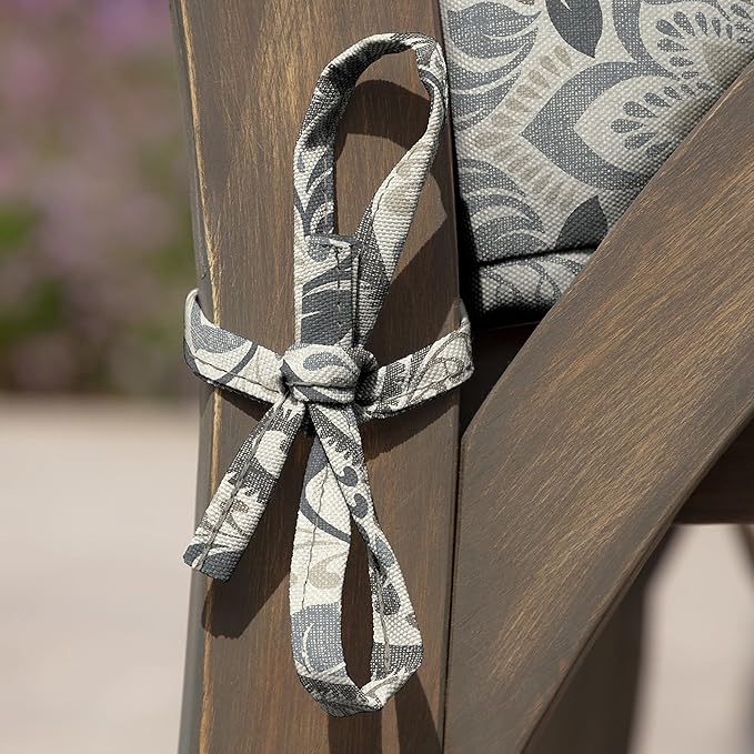 Arden Seat Cushion, 21 x 21, Rain-Proof, Fade Resistant, Cushion for Patio Dining, Adirondack, and Outdoor Chairs Neutral Aurora Damask-VerdiqueGarden