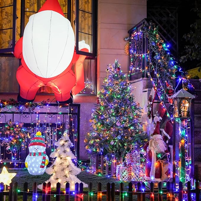 JMEXSUSS Connectable 100 LED Multicolor Christmas Lights for Tree, 8 Modes Indoor Outdoor Clear Wire, 33ft Colorful Plug-in for Christmas Tree Bedroom-VerdiqueGarden