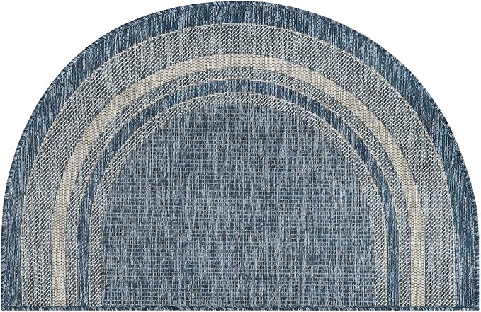 Unique Loom Outdoor Border Collection Area Rug - Soft Border (2' 7" x 4' 1" Hearth Blue/Ivory)-VerdiqueGarden
