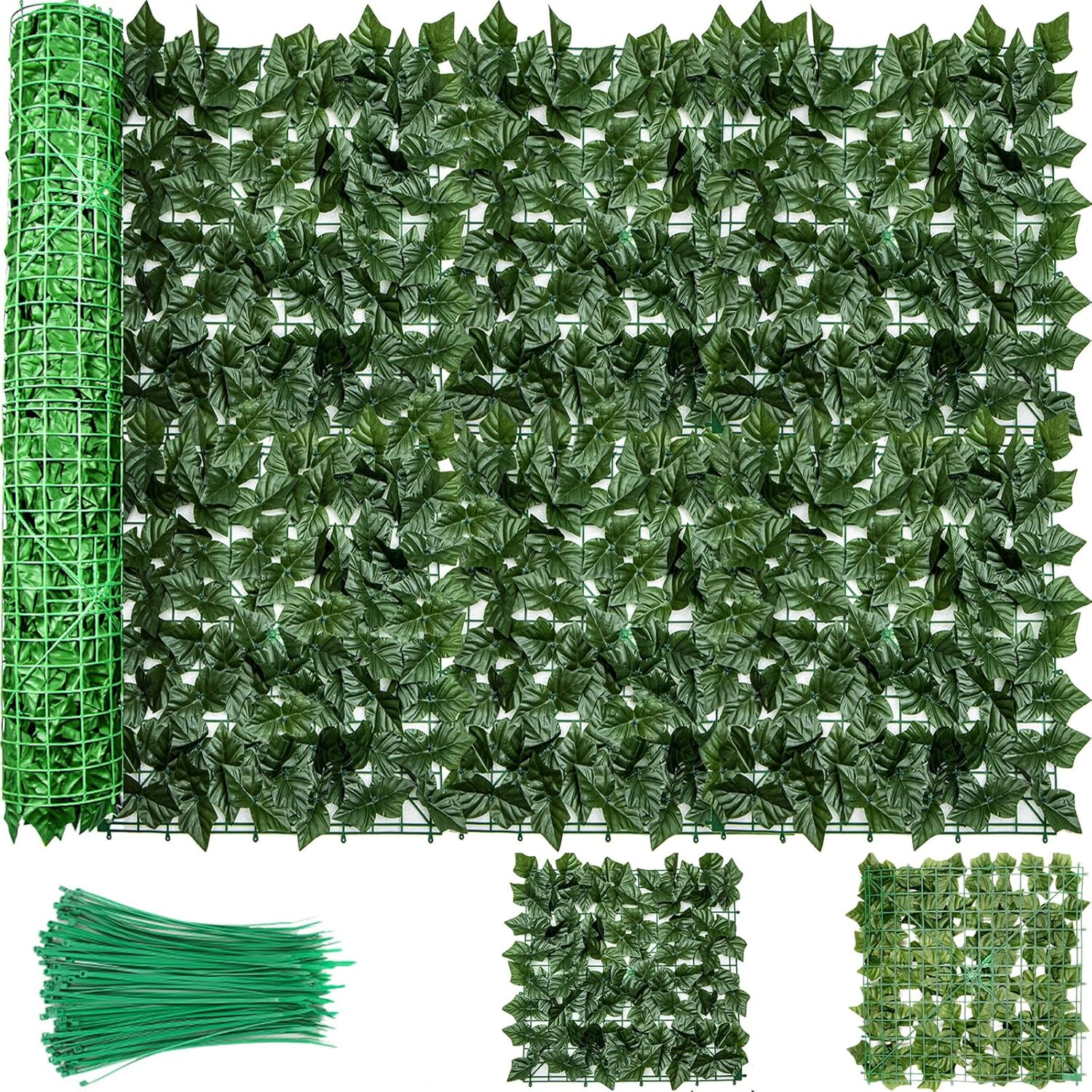 Artificial Ivy Privacy Fence Screen - 99x40in Faux Ivy Privacy Screen for Garden Outdoor (Green)-VerdiqueGarden