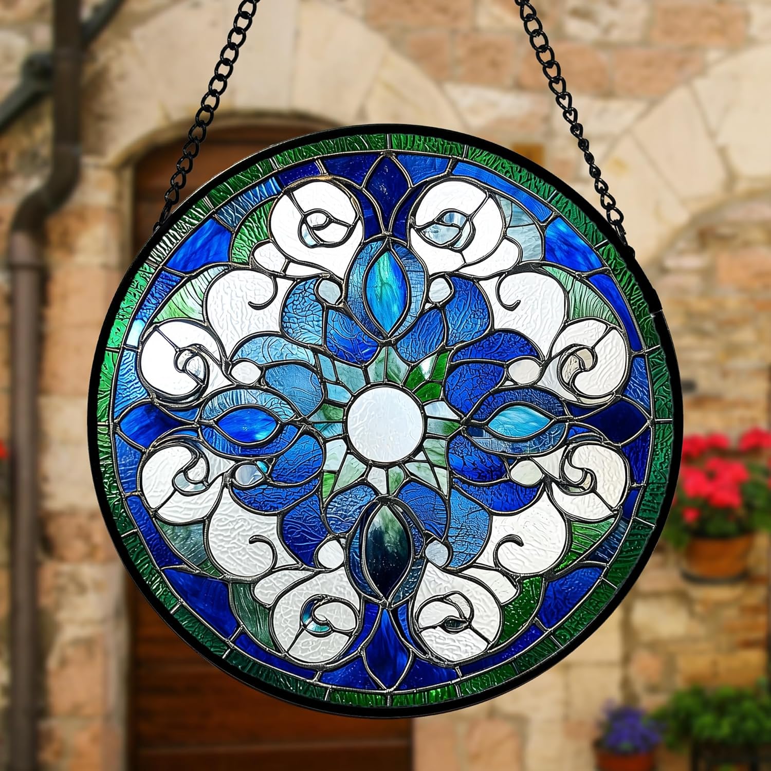 Stained Glass Window Hanging, Boho Style Sun Catchers Diamond Glass Panel Hangings Tiffany Suncatcher Decor for Birthday for Women, Men, Wife, Aunt, and Mom 7.8 in-VerdiqueGarden