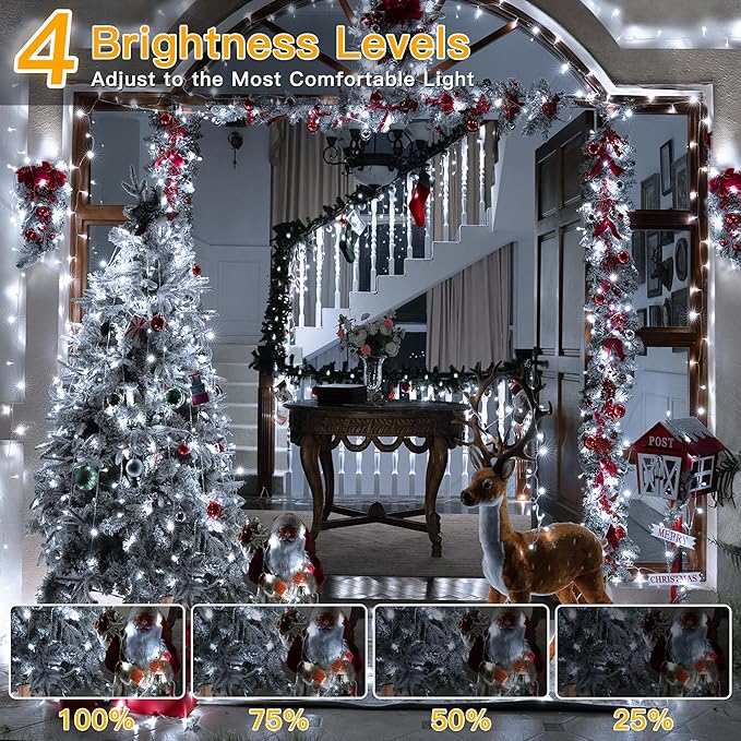 Ollny Christmas Lights Outdoor Waterproof, 1000LED 328FT Super Long String Lights with Remote 3 Timer, Plug in 8 Modes Fairy Light for Outside House Bedroom Xmas Decorations, Cool White-VerdiqueGarden