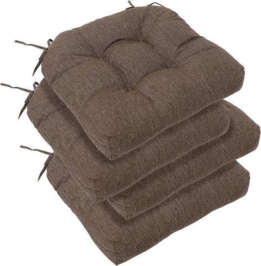 RACE LEAF Patio Chair Cushions 17x17 4 Pack, Thickened Heavy Duty Outdoor Cushions Stain & Water Resistant Non-Slip Ties Tufted (Brown)-VerdiqueGarden