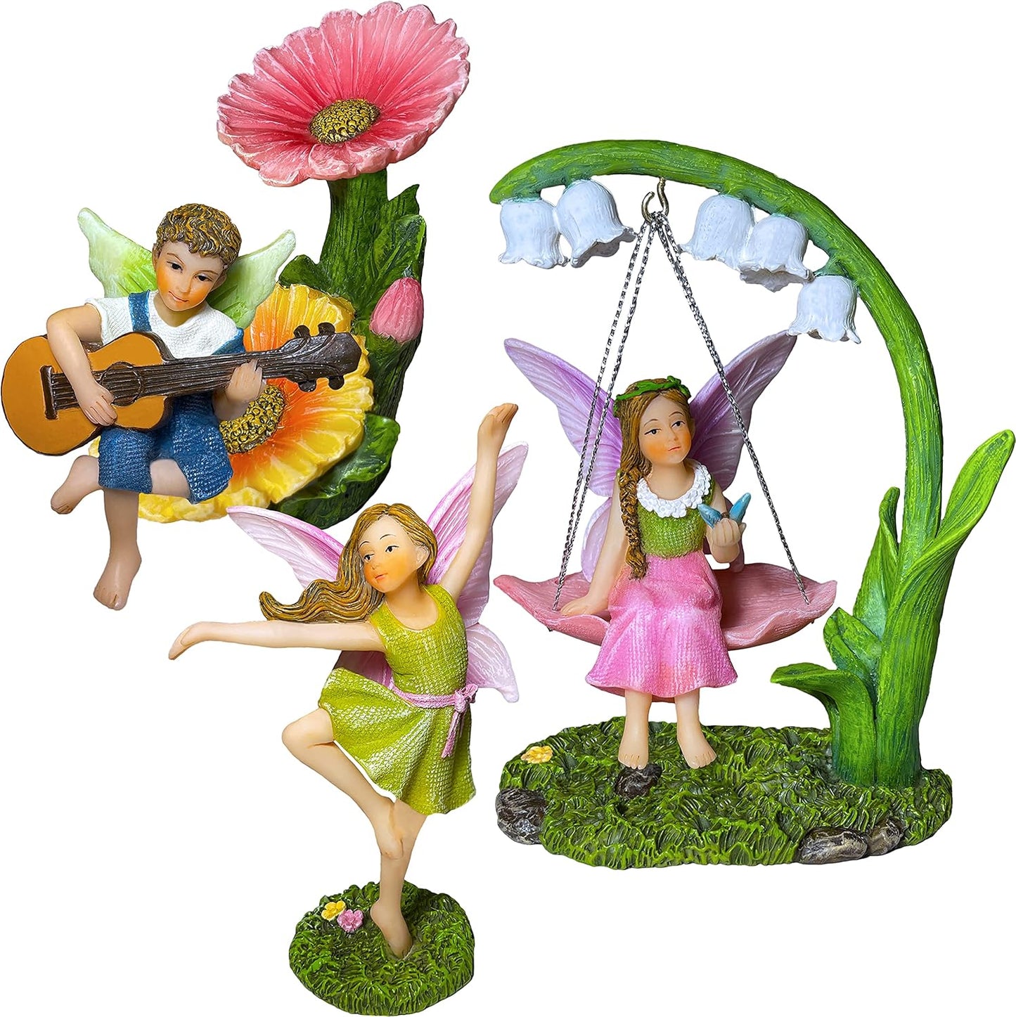 Mood Lab Fairy Garden - Dancing Swing Accessories Kit of 5 pcs - Miniature Garden Figurines Set - Outdoor or House Decor-VerdiqueGarden