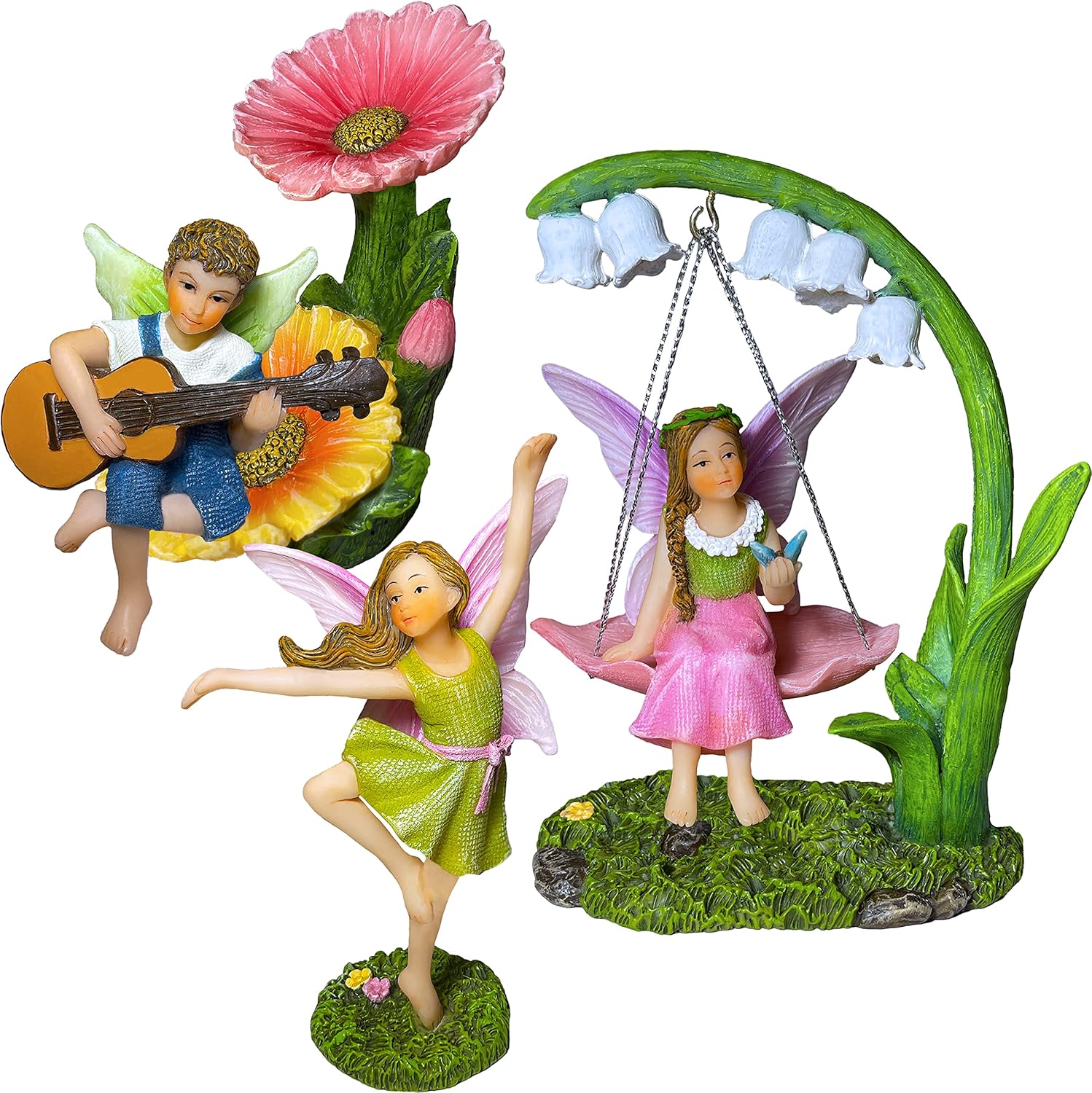 Mood Lab Fairy Garden - Dancing Swing Accessories Kit of 5 pcs - Miniature Garden Figurines Set - Outdoor or House Decor-VerdiqueGarden