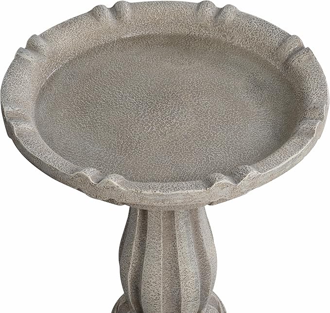 Bird Bath for Outdoor - 26'' Tall Resin Stone Modeling Design Birdbaths, Lightweight and Durable - Enhance Your Outside Garden with This Stunning Water Feature (Ivory White)-VerdiqueGarden