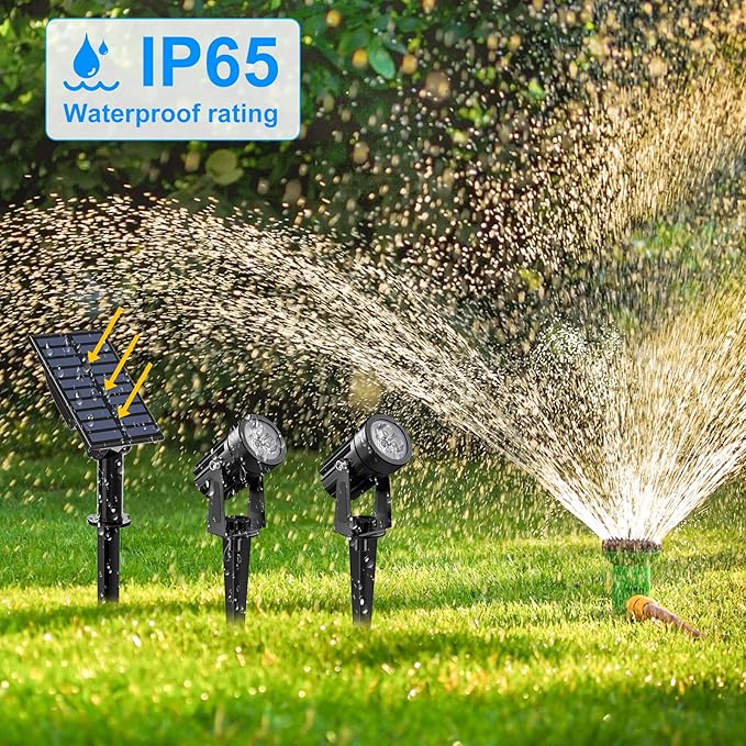 Solar Spot Lights Outdoor, 2-in-1 Solar Landscape Spotlights IP65 Waterproof 9.8ft Cable,Auto On/Off Outdoor Wall Lights for Garden Yard Driveway Porch Walkway Pool(6000K White)-VerdiqueGarden