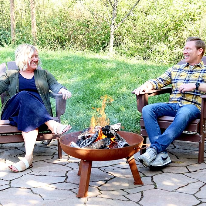 Sunnydaze 24-Inch Cast Iron Heavy-Duty Fire Pit for Outside - Wood-Burning Outdoor Fire Pit Bowl with Handles - Oxidized Finish-VerdiqueGarden