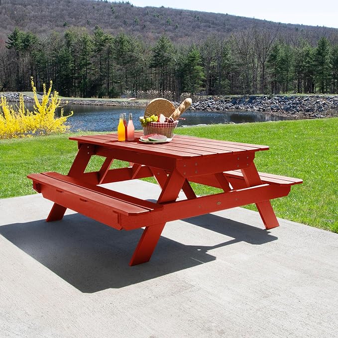 highwood Hometown Picnic Table, 6 Foot, Rustic Red-VerdiqueGarden