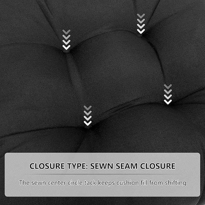 RACE LEAF Patio Chair Cushions 17x17 Inch 4 Pack, Thickened Outdoor Cushions Water Resistant Stain Resistant Non-Slip Ties (Black)-VerdiqueGarden