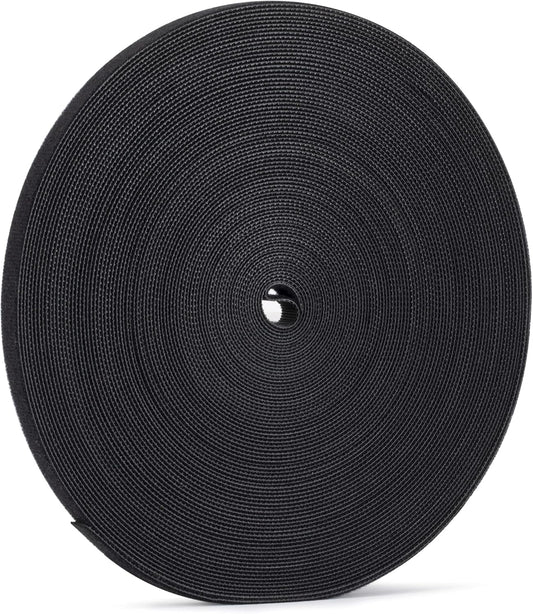 Xnakko 1cm Double Sided Hook and Loop Fastening Tape Reusable Cable Ties Nylon Fastening Tape Wire Manager for Home, Office (Black, 25Yard)-VerdiqueGarden