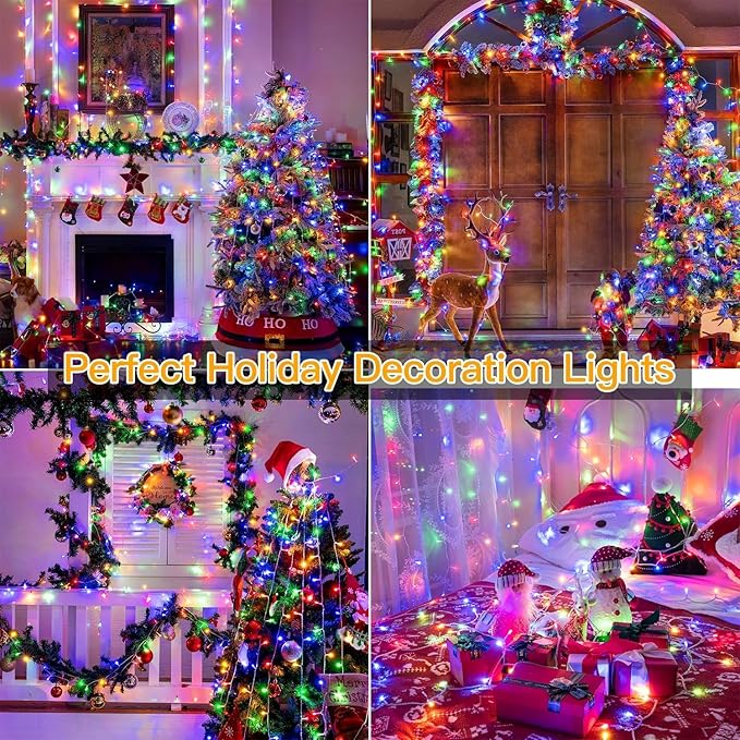 Ollny Christmas Lights Outdoor Waterproof, 1000LED 328FT Super Long String Lights with Remote 3 Timer, Plug in 8 Modes Fairy Light for Outside House Bedroom Xmas Decorations, Multicolor-VerdiqueGarden