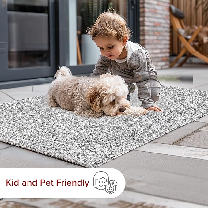 nuLOOM 2' x 16' Solid Hand Braided Indoor/Outdoor Area Rug, Pet-Friendly, High Traffic, Weather Resistant, for Patio, Balcony, Bedroom, Living, Dining Room, Wynn Salt and Pepper-VerdiqueGarden