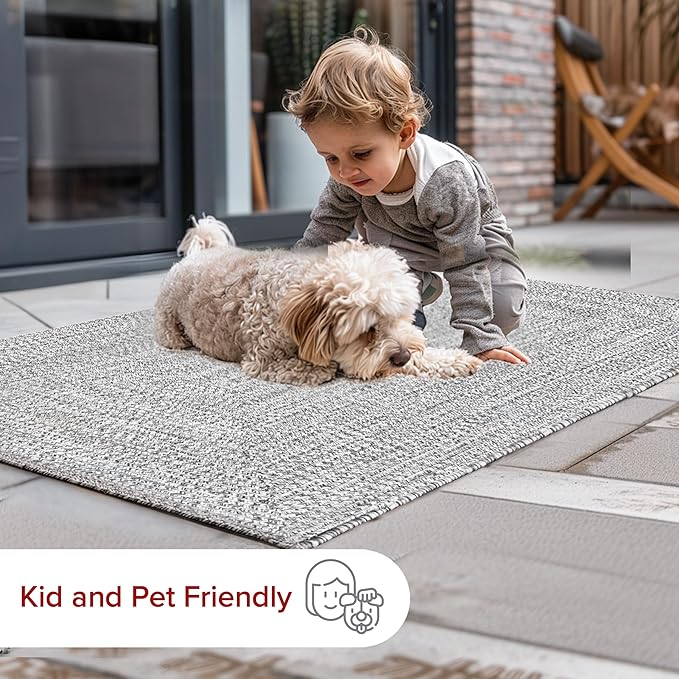 nuLOOM Oval 5' x 8' Solid Hand Braided Indoor/Outdoor Area Rug, Pet-Friendly, High Traffic, Weather Resistant, for Patio, Balcony, Bedroom, Living, Dining Room, Wynn Salt and Pepper-VerdiqueGarden