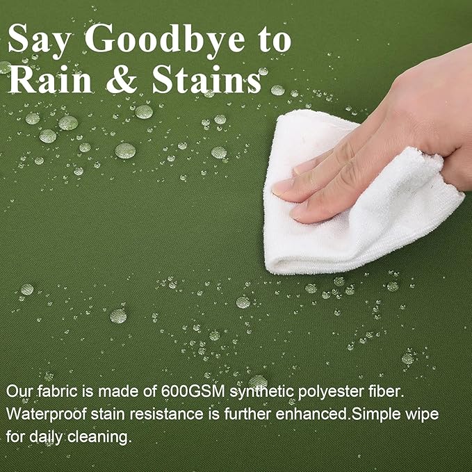 Outdoor Chair Cushions Set of 2 for Patio Furniture 18.5x16x3 Inch Waterproof Patio Chair Cushion 3 Year Color Fastness Rectangle Elastic Foam Garden Couch Pads with Ties and Handle,Green-VerdiqueGarden