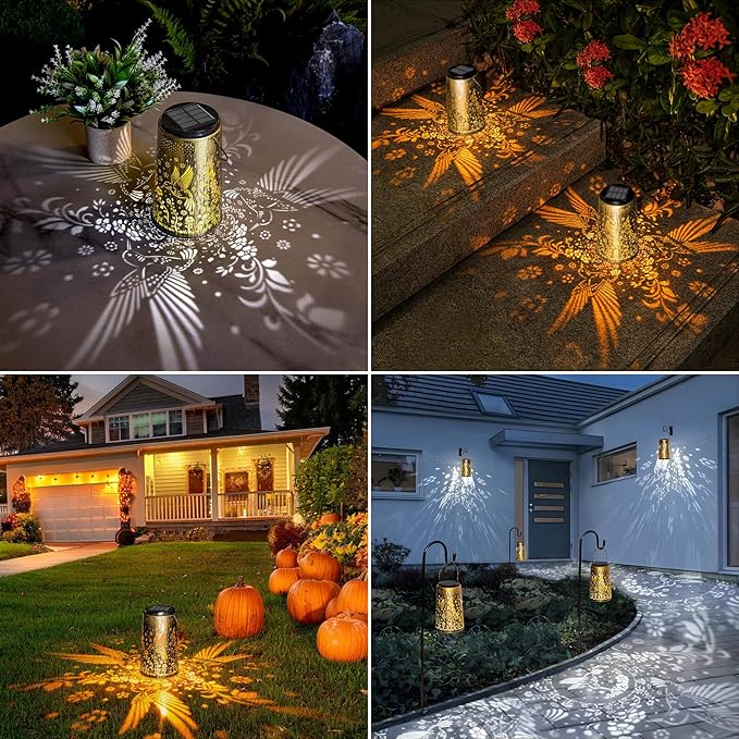 Hummingbird Outdoor Solar Lights for Yard, Hanging Solar Lanterns Outdoor Waterproof, Garden Decor Christmas Gifts for Mom Women Grandma, Hanging Decoration Outside for Yard, Patio, Porch, Lawn-VerdiqueGarden