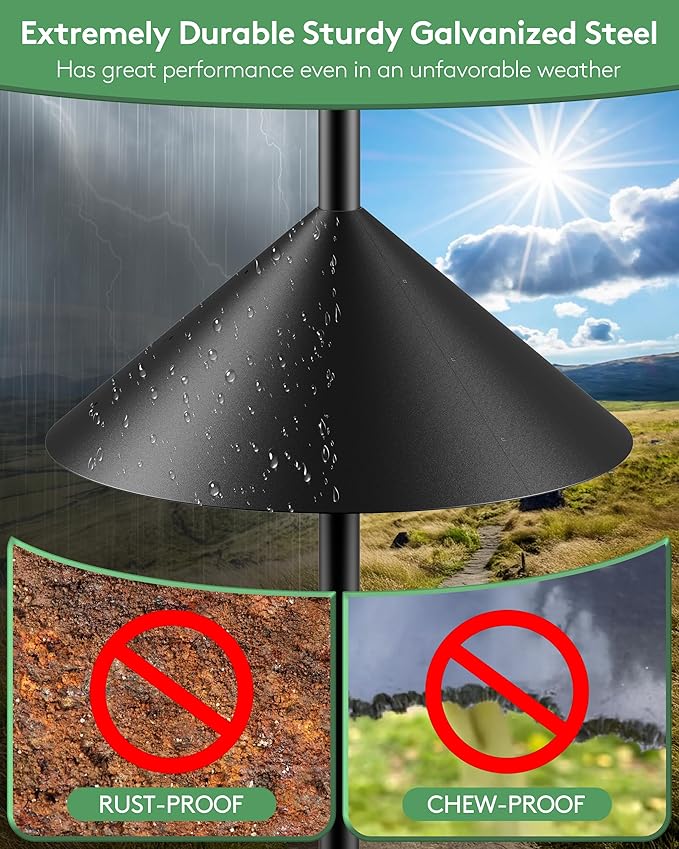 19 Inch Metal Squirrel Baffle for Bird Feeder Pole, Squirrel Proof for Bird Feeder, Bird House Guard for Shepherd’s Hook, Raccoon Stopper, Rust Chew Proof Heavy Duty-VerdiqueGarden
