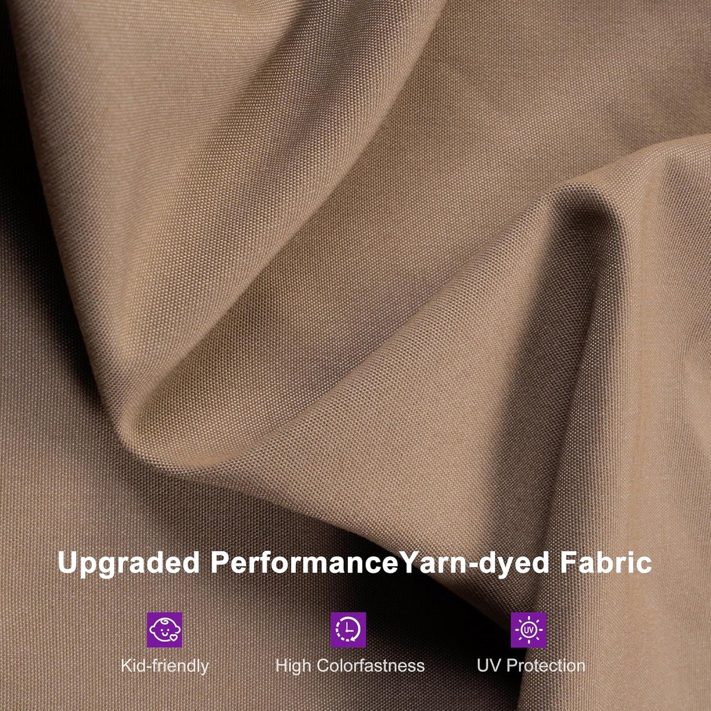 PURPLE LEAF Outdoor Patio Porch Swing with Adjustable PVC Canopy, 3-seat Swing Chair Bench with Side Cup Holder for Backyard Front Porch Lawn, Cushions and Pillow Included, Beige-VerdiqueGarden