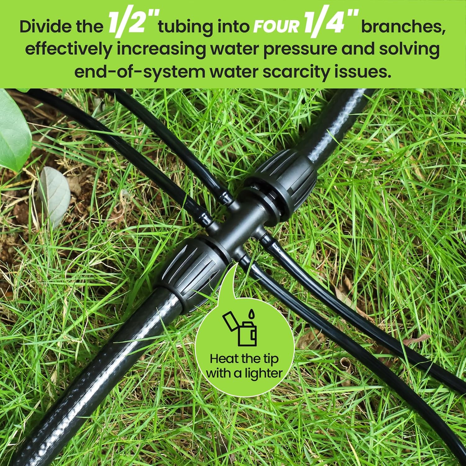 Bonviee 1/2" Irrigation Tubing with 4 Packs 6-Way Connectors - 50FT Drip Irrigation Tubing Ideal for Garden Irrigation System or as Blank Distribution Hose for Any Project-VerdiqueGarden