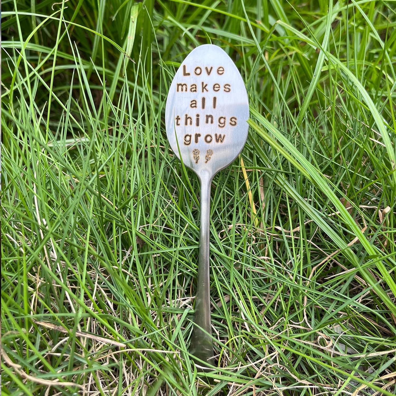 Garden Plant Marker Friendship Gift for Women Gardeners, Plant Stake Label Sign Tag Gardening Gifts for Woman Plant Lovers, Metal Garden Decoration (All Things Grow), Silver-VerdiqueGarden