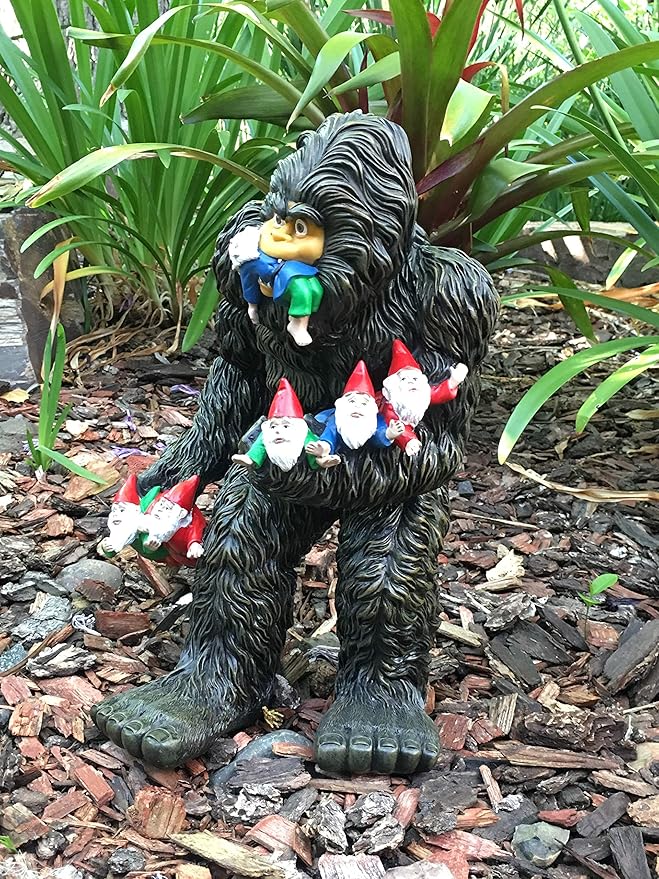 GlitZGlam Large Miniature Bigfoot and Gnomes for Fairy Garden. A Large Gnome Figurine (13 inch High) and Fairy Garden Accessory-VerdiqueGarden