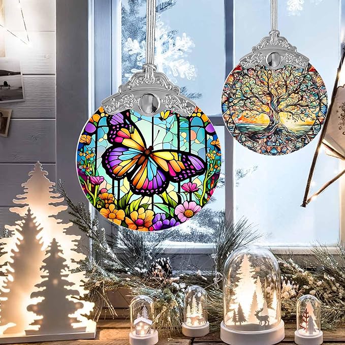 Butterfly Stained Glass Suncatcher, Jocidea Butterfly Ornament, Butterfly Christmas Ornament, Holidays Ornaments, Christmas Tree Ornament, Butterfly Decor, Gifts for Butterfly Lovers-VerdiqueGarden